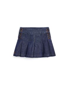 Плиссированная джинсовая юбка из хлопка для малышей и маленьких девочек Polo Ralph Lauren