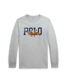 Хлопковая футболка с длинными рукавами и логотипом Big Boys Triple Pony Polo Ralph Lauren