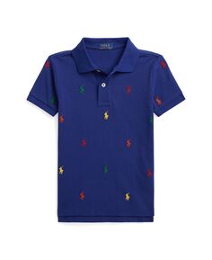 Рубашка-поло из хлопковой сетки с рисунком пони для мальчиков младшего возраста Polo Ralph Lauren