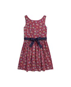 Хлопковое атласное платье с цветочным принтом для больших девочек Polo Ralph Lauren