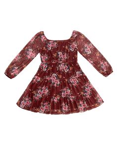 Сетчатое платье с длинными рукавами и цветочным принтом для больших девочек Trixxi