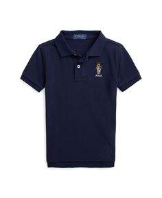 Рубашка-поло из хлопковой сетки с медведем для маленьких мальчиков Polo Ralph Lauren