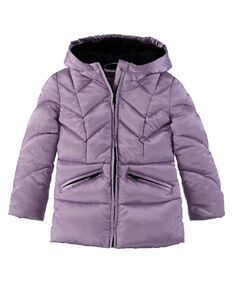 Стеганое пальто Sam Edelman из атласного шеврона с кристаллами для малышей и маленьких девочек S Rothschild &amp; CO