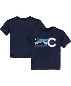 Темно-синяя футболка с рисунком Chicago Cubs City Connect для мальчиков и девочек для малышей Nike
