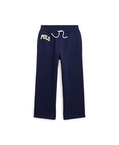 Широкие спортивные штаны из флиса с логотипом для малышей и маленьких девочек Polo Ralph Lauren