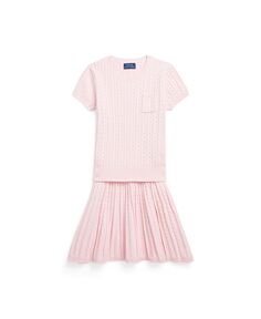 Комплект из хлопкового свитера и юбки с мини-косами для больших девочек Polo Ralph Lauren