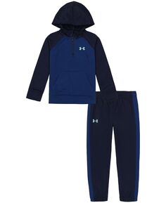 Флисовый комплект с худи и джоггерами на молнии в клетку Little Boys Under Armour