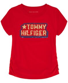 Футболка с короткими рукавами и логотипом Big Girls с флип-пайетками Tommy Hilfiger