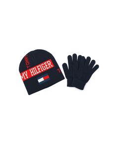 Двусторонний комплект шапки и перчаток Big Boys с логотипом, 2 предмета Tommy Hilfiger
