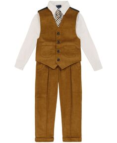 Комплект из рубашки, вельветового жилета, брюк и галстука для маленьких мальчиков Nautica