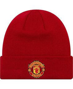 Красная вязаная шапка с манжетами для юношей Manchester United Essential New Era