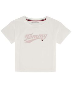 Свободная футболка с вышитым логотипом для маленьких девочек Tommy Hilfiger