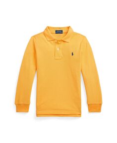 Рубашка-поло из хлопковой сетки с длинными рукавами для маленьких и маленьких мальчиков Polo Ralph Lauren