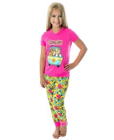 Футболка и штаны Scooby Doo для девочек «Mystery Machine», детский пижамный комплект из 2 предметов Scooby-Doo