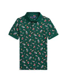 Хлопковая рубашка-поло с изображением медведя для футбола для больших мальчиков Polo Ralph Lauren