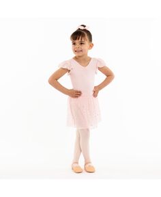 Юбка с развевающимися рукавами для маленьких девочек Платье-купальник с юбкой с пайетками Flo Dancewear