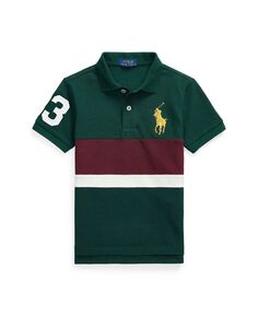 Рубашка-поло из хлопковой сетки в полоску с изображением большого пони для малышей и маленьких мальчиков Polo Ralph Lauren