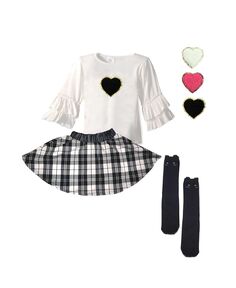 Комплект из интерактивного топа и юбки с рюшами в форме сердца и носков для девочек для малышей и девочек Mi Amore Gigi