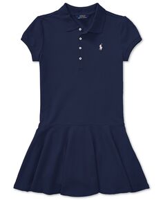 Платье-поло из эластичной хлопковой сетки с короткими рукавами для малышей и маленьких девочек Polo Ralph Lauren
