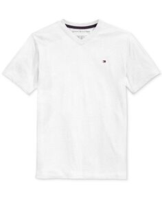 Однотонная футболка с v-образным вырезом и вышитым логотипом для больших мальчиков Tommy Hilfiger