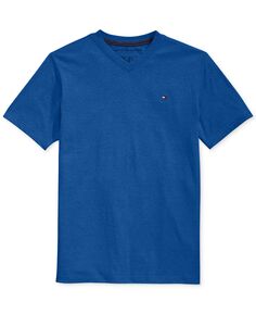Однотонная футболка с v-образным вырезом и вышитым логотипом для больших мальчиков Tommy Hilfiger