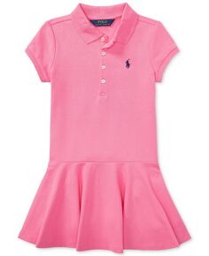 Платье-поло из эластичной хлопковой сетки с короткими рукавами для малышей и маленьких девочек Polo Ralph Lauren