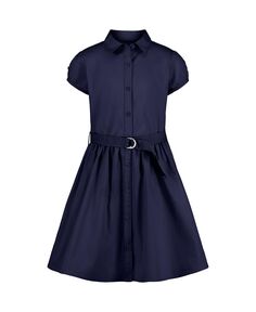 Платье-рубашка из поплина с поясом для девочек плюс униформа Nautica
