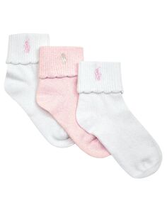 Комплект из трех носков с фестончатыми отворотами для маленьких девочек-поло Ralph Lauren