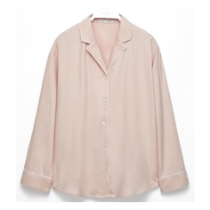 Рубашка пижамная Oysho Piping 100% Cotton, бледно-розовый