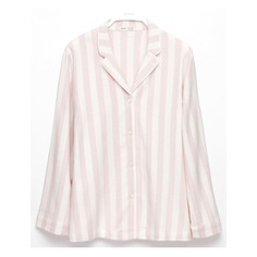 Рубашка пижамная Oysho Extrawarm Stripe, бледно-розовый/экрю