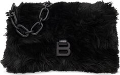 Сумка Balenciaga Downtown XS Faux Fur Shoulder Bag Black, черный