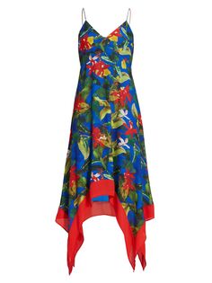 Платье миди Kayson с цветочным принтом Alice + Olivia, сапфировый
