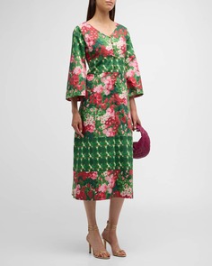Хлопковое платье миди трапециевидной формы с цветочным принтом Shimmy Frances Valentine