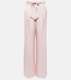 Широкие шелковые брюки с высокой посадкой GABRIELA HEARST, розовый