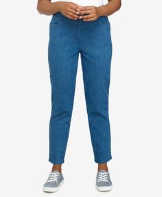 Прямые джинсовые брюки без застежки со средней посадкой, шорты для миниатюрных и миниатюрных размеров Alfred Dunner