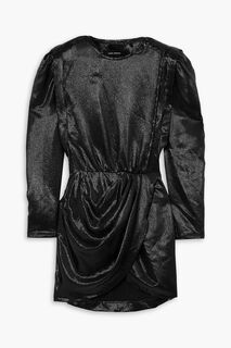 Платье мини Bagota с драпировкой и эффектом металлик из смесового шелка ISABEL MARANT, черный
