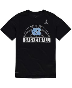 Черная брендовая футболка Big Boys North Carolina Tar Heels Basketball с логотипом Performance Jordan