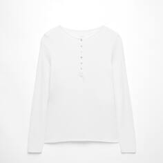 Футболка OYSHO Long-sleeved Cotton, белый