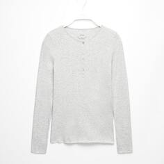 Футболка OYSHO Long-sleeved Cotton, серый