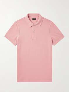 Рубашка-поло из хлопкового пике, окрашенная в готовом виде TOM FORD, розовый