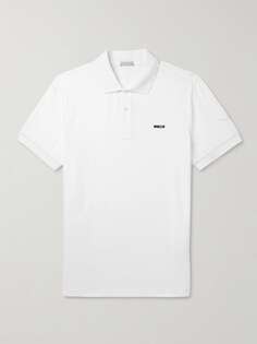Рубашка поло из хлопка-пике с вышитым логотипом MONCLER, белый