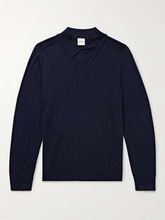 Рубашка поло облегающего кроя из шерсти мериноса PAUL SMITH, синий