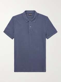 Рубашка-поло из хлопкового пике TOM FORD, синий
