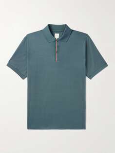 Рубашка поло узкого кроя в полоску из хлопка-пике PAUL SMITH, бирюзовый