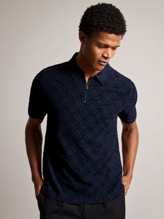 Текстурированная рубашка-поло Ted Baker Maroc, темно-синяя