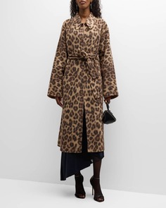 Пальто Winslet Cheetah из смесовой шерсти с поясом A.L.C.