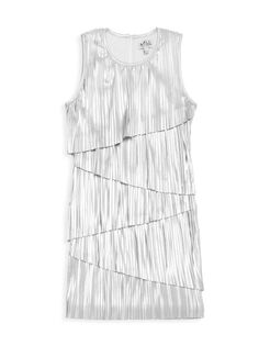 Многоуровневое плиссированное платье для девочки MIA New York, серебряный