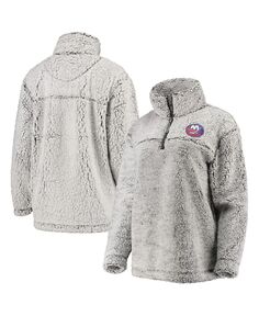 Женский серый пуловер из шерпы с молнией в четверть New York Islanders G-III 4Her by Carl Banks, серый