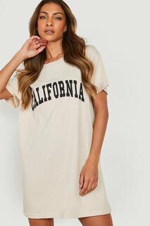Платье-футболка калифорния Boohoo, серый