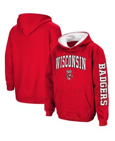 Пуловер с капюшоном Big Boys Red Wisconsin Badgers 2-Hit Team Colosseum